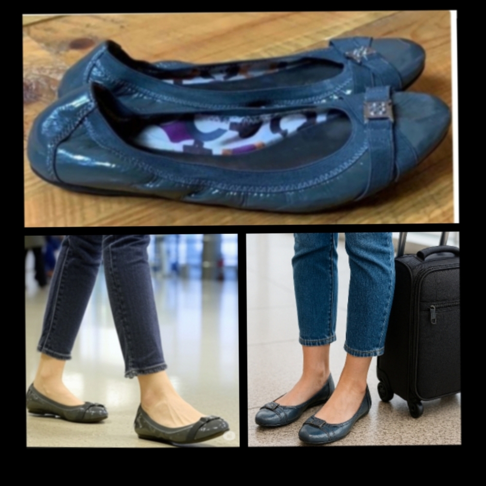Coach Dwyer Stylish Comfy Trendy gray patent leather ballet flats Size 8-8.5●●